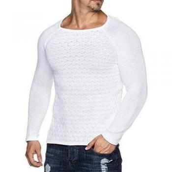 Tazzio Styler doble patrón amplia cuello redondo invierno de punto jersey 16404 blanco blanco L