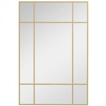 HOMCOM Espejo de Ventana 90x60 cm con Marco de Metal, Espejo Decorativo para Salón, Dormitorio y Entrada, Color Dorado