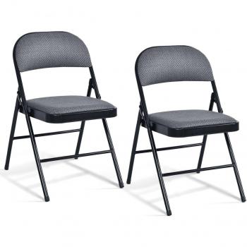 Costway Set of 2 Folding Chair - Fabric Upholstered Folding Chairs with Metal Frame