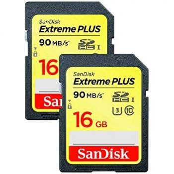 SanDisk Extreme Plus - Tarjeta de Memoria SDHC de 16 GB, Twin Pack, hasta 90 MB/s, Clase 10, U3