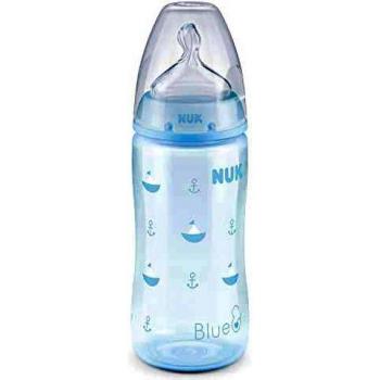 NUK First Choice - Biberón y pezón T1 M, 300 ml, azul