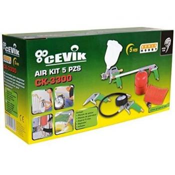 Cevik CA-CK3300 Kit aerográfico para compresor. 5 piezas: pistola de pintar, de petrolear, soplador, inflador y espiral 5 mt
