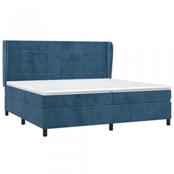 Cama Box Spring con Colchón de Terciopelo Azul Oscuro 200x200 cm