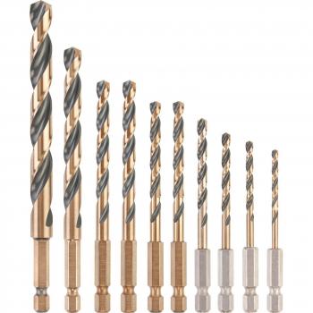 Set de Brocas HSS-G para Metal DeWalt 10 Piezas Black & Gold con Hexágono, Tamaños de 3 mm a 10 mm