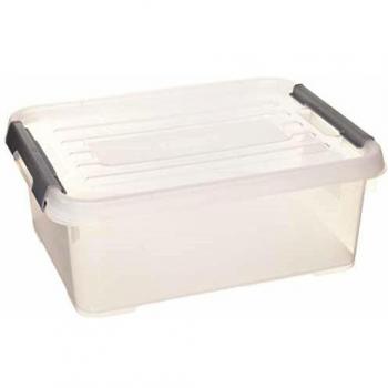 Caja de Almacenamiento Curver Handy Plus 12L Transparente con Tapa y Clips Grises, Dimensiones 40 x 29 x 15 cm