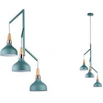 Lámpara colgante Paulmann Juna, 3 luces E14, diseño Neordic en verde suave/cobre/madera
