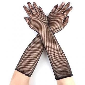 Guantes de Red Fino Largos Negros para Adulto