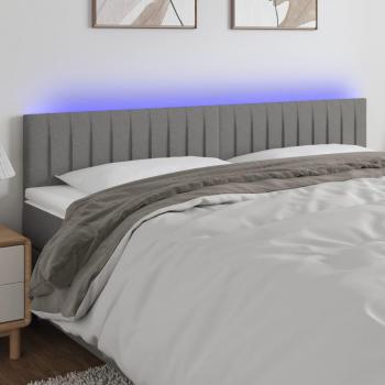 Cabecero LED de tela gris oscuro 200x5x78/88 cm