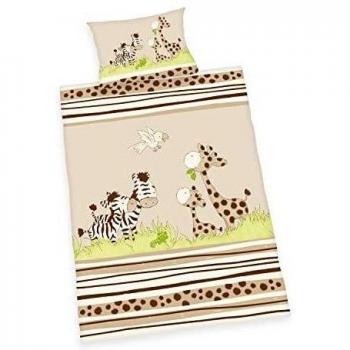 Herding 248571063 - Juego de Funda nórdica y Funda de Almohada con diseño de cebras, 100 x 135 y 40 x 60 cm, Color Beige