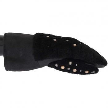 Dolce & Gabbana Black Leather Shearling Studded Gloves - Size 9 (M) for Men