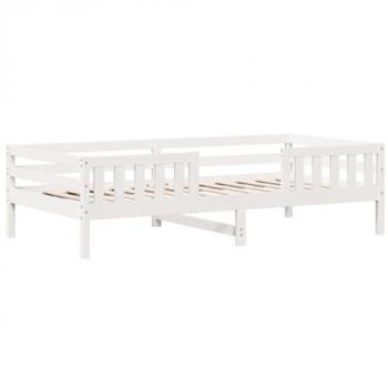 Estructura de cama sin colchón de madera maciza blanca 75x190 cm