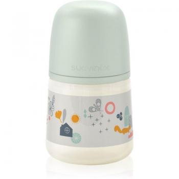 Biberón Suavinex de 150 ml con tetina fisiológica SX PRO, flujo lento, para bebés a partir de 0 meses, color verde