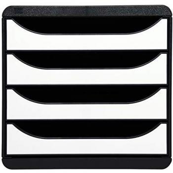 Módulo individual BIG-BOX Exacompta 3104213D para documentos A4 con 4 cajones, dimensiones de 347x278x267 mm, color blanco brillo