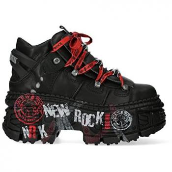 New Rock Unisex Black Goth Leather Platform Boots - WALL106-C9 - Size EU 40