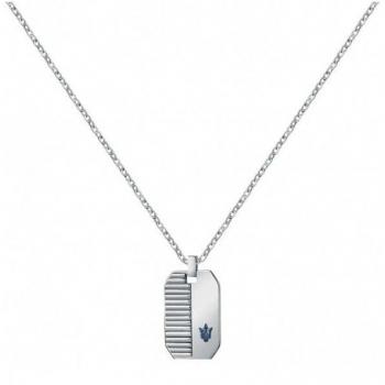 Maserati Jewels Men's Stainless Steel Necklace with Charm, Blue 55cm JM222AVD02