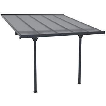 Pérgola adosada de aluminio 9,5 m² antracita Alvaro - Ancho 314 x Profundidad 305 x Altura 240/285 cm
