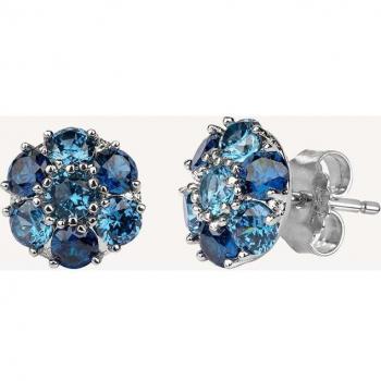 Pendientes Colección Flora Plata Rodiada con Circonitas Azules para Niñas