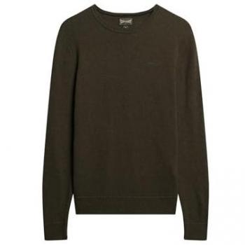Jersey de punto para hombre Superdry Essential Slim Fit cuello redondo color verde esmeralda
