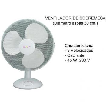 Ventilador de Sobremesa Oscilante con 3 Velocidades F BRIGHT