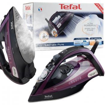 Plancha de vapor Tefal Ultimate Pure FV9835E0 - Púrpura, alta potencia y tecnología anti-cal