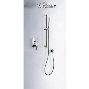 Tres Griferia - Kit De Ducha Monomando Empotrado Max Con Cierre Y Regulación De Caudal. · Cuerpo Empotrado Incluido · Ducha Fija Ø 300 Mm. Con Rótula. Material Latón.