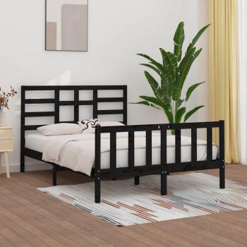 Estructura de cama King Size 150x200 cm de madera maciza negra