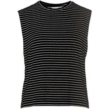 Camiseta Vila Umira sin mangas negra con rayas blancas para mujer