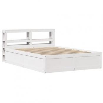 Estructura de cama redonda con cabecero blanco 160x200 cm en madera maciza de pino