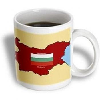 Mensuk Map and Flag of Bulgaria, Bulgaria is in English and Bulgarian, Magic Transforming Mug, 11-Oz