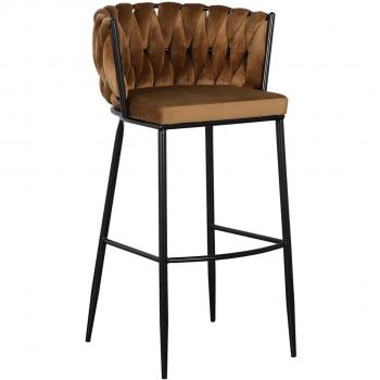 Taburete 57 x 57 x 104 cm Tejido Sintético Negro Metal Marrón