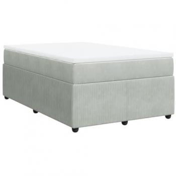 Cama box spring de muelles con colchón de terciopelo gris claro 120x200 cm
