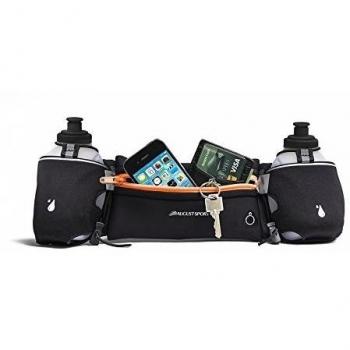 Raking Fuel Belt - Cinturón de hidratación con botellas de agua de regalo: El cinturón de correr más recomendado por hombres y mujeres, perfecto para maratones, senderismo, etc. - Bolsillo compatible con iPhone 6/6S Plus, naranja