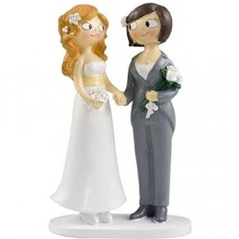 Mopec Figura de Pastel Pareja de Novias Pop & Fun Chicas, Blanco Roto