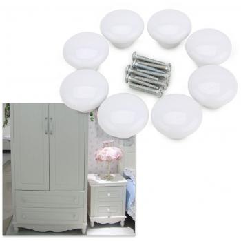 8pcs Pomo de Cerámica Tiradores para Puertas Cajones Armario Mueble Manilla 40mm Color Blanco