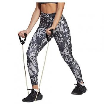 Adidas Essentials Train Printed High-Waisted Malla Mujeres Gris Oscuro, 7/8, XS