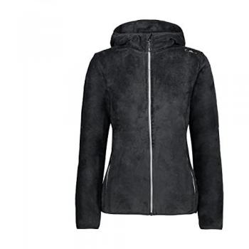 CMP Women's Fleece Hoodie Jacket with Fixed Hood - Black/Graffiti, Size 38