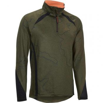 Jersey de caza para hombre Swedteam Alpha Antibite con media cremallera y estampado verde