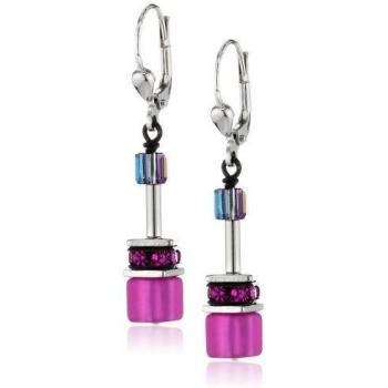 Pendientes GeoCUBE® Coeur de Lion Multicolor con Cristales Swarovski y Diseño Icónico en Rosa 2838/20-1520