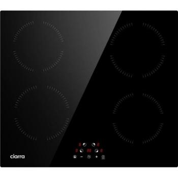 Placa de Inducción Ciarra 59cm 6000W con 4 Zonas, Temporizador y Control Táctil