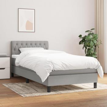Cama box spring de muelles con colchón gris claro 90x200 cm tela