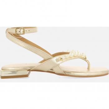 Sandalias planas de mujer Gioseppo de piel estilo esclava color platino con perlas