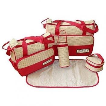 Bomio Bolsa de pañales de 5 piezas, con mucho espacio rojo rojo