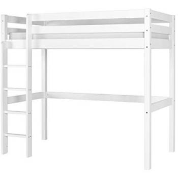 Cama Alta Juvenil de Madera Maciza Blanca 90x190 cm con Sommier Incluido y Certificación FSC