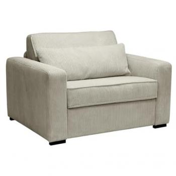 Sillón cama convertible de pana beige con apertura rápida y colchón de 70 cm - MONDOVI