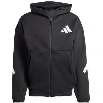 Adidas Z.N.E. Full Zip Hooded Sweatshirt Black/White for Men, Size M - Poly Mesh