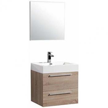 Conjunto de baño M600 roble claro con opción de espejo o armario sin espejo