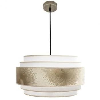 Colgante Nepal 3 Luces Regulable en Altura Cuero Blanco y Dorado 50 cm