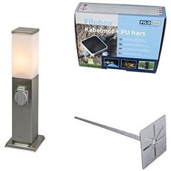 Baliza de acero inoxidable 45cm IP44 con enchufe estaca y kit de conexión subterránea - MALIOS P45