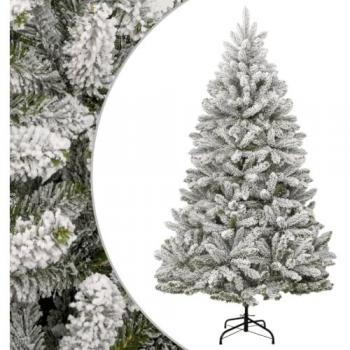 vidaXL Artificial Hinged Christmas Tree with Flocked Snow 210 cm