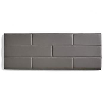 Cabecero de Cama 90 cm Efecto Ladrillo en Polipiel Gris con Acolchado y Refuerzo Trasero - 112 x 57 x 5 cm